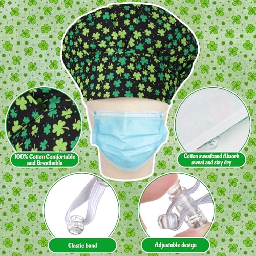 Jadive 6 Pcs Scrub Cap with Buttons Adjustable Working Hats Surgical Cap with Sweatband for Women Men