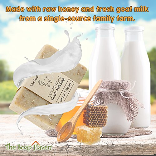 Oatmeal & Honey and Milk & Honey Goat Milk Soap Bar Bundle. SLS, Paraben, and Fragrance Free. Handmade in USA