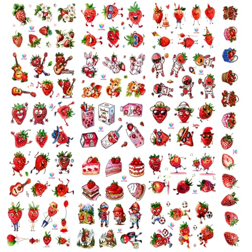 101+ Strawberry Temporary Tattoos ? Printable, Waterproof Fake Tattoos for Kids, Girls, Boys, Teens & Adults ? Ideal for Birthday Parties, Decorations (A)