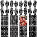 185+pcs Henna Tattoo Stencils, 23 Sheets Temporary Tattoo Stencils for Women Face Body Paint DIY Art Glitter Airbrush Tattoo Stencil Pack