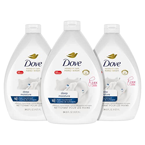 Dove Advanced Care Hand Wash Deep Moisture Pack of 3 for Soft, Smooth Skin More Moisturizers & Body Wash with Pump Deep Moisture For Dry Skin Moisturizing Skin Cleanser