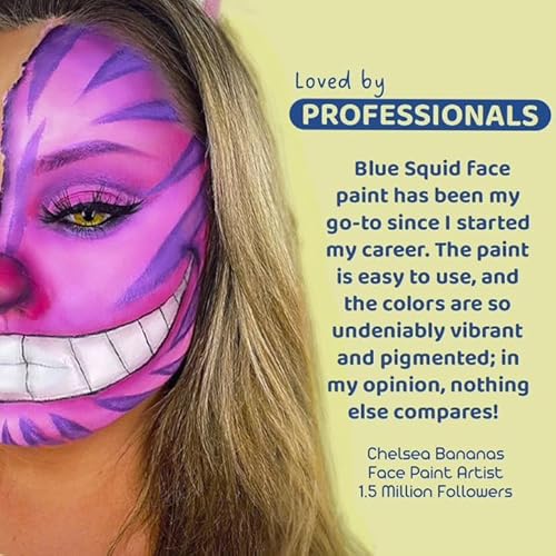 Blue Squid Face Paint Water Based Single Cake Professional Face Paint & Body Paint - Water Activated, Kids Adults Face Painting for Costume, Halloween Makeup, Cosplay - Pastel Orange Face Paint 30g