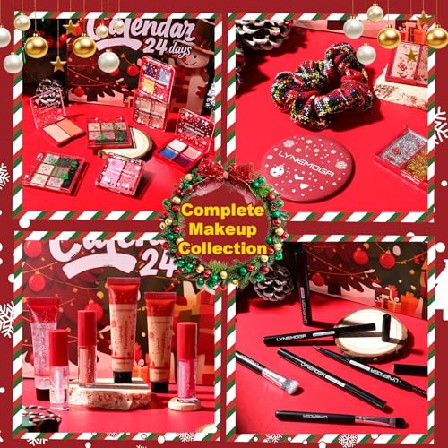 Makeup Advent Calendar 2025 for Women Teen Girls,24 Days Christmas Beauty Make Up Sets for Party Festival, Advent Beauty Calendar 2025 Cosmetics Holiday Surprise Make Up Kits for Women Full Kit