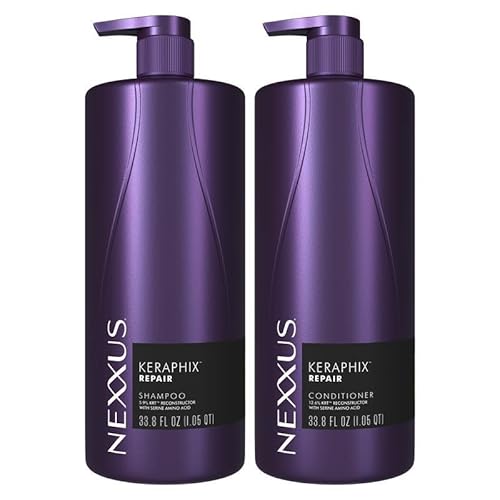 Nexxus KERAPHIX Shampoo & Conditioner for Damaged Hair 2 Pack Damaged Repair Powered by KRT Keratin Resistance Therapy with Liquid Crystal Amino Acids 33.8Fl Oz