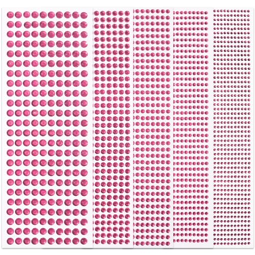 3555 PCS Face Gems Rhinestones Stickers - Temporary Tattoo Jewels for Crafts 3/4/5/6/8MM - Stick On Hair Gems Makeup Self Adhesive Crystal Stickers for Scrapbooking (Light Pink)