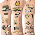 Serencatcher 144pcs Hip Hop Temporary Tattoos, 90s Hip Hop Party Favors with Notorious Tattoos Stickers for 80s 90s Themed Notorious Big Rap Birthday Party Decorations Gifts