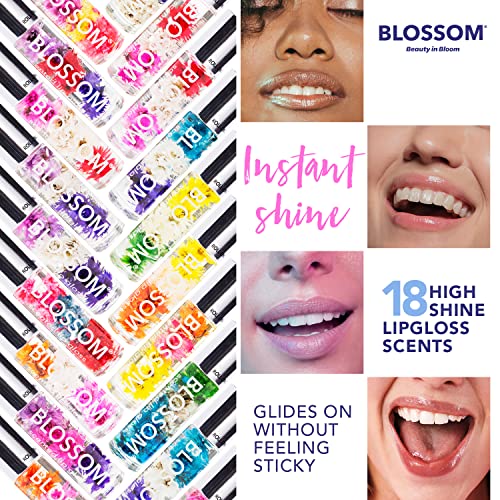 Blossom Scented Roll on Lip Gloss, Infused with Real Flowers, Made in USA, 0.40 fl oz, 2 pack, Peach/Strawberry