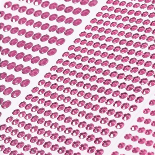 3555 PCS Face Gems Rhinestones Stickers - Temporary Tattoo Jewels for Crafts 3/4/5/6/8MM - Stick On Hair Gems Makeup Self Adhesive Crystal Stickers for Scrapbooking (Light Pink)