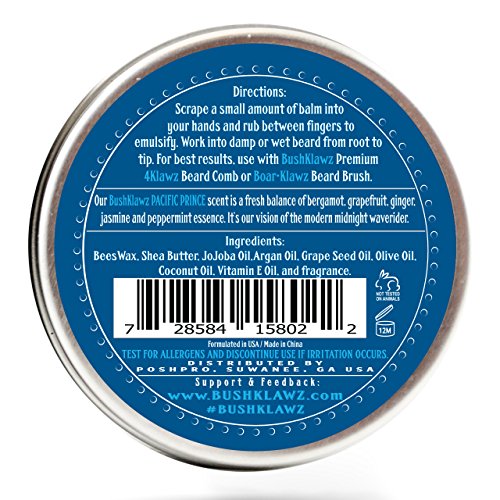 Pacific Prince Beard Butter - Premium Midnight Ocean Breeze Conditioning Balm for Bearded Men's Grooming, 2 oz