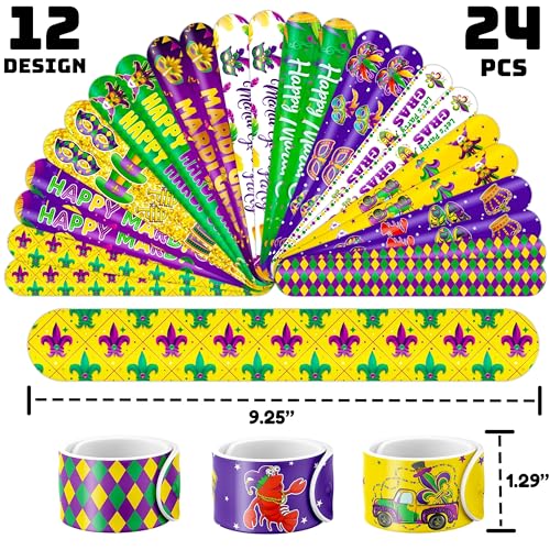 72PCS Holiday Fat Tuesday Party Favors - 48Tattoos & 24 Slap Bracelets - Fun Birthday Party Supplies, Baby Shower Gifts, Classroom Rewards & Nurse-Themed Decor for Kids
