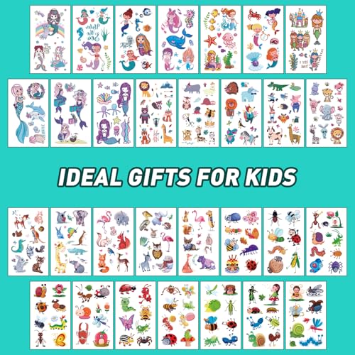 Temporary Tattoo Kids - 150 Sheets & 1700+ Patterns | Boosts Imagination/Creativity & Easy-Clean | Ideal for Party Favors, Arts & Crafts, Goodie Bags (Non-Toxic, Safe for Skin)