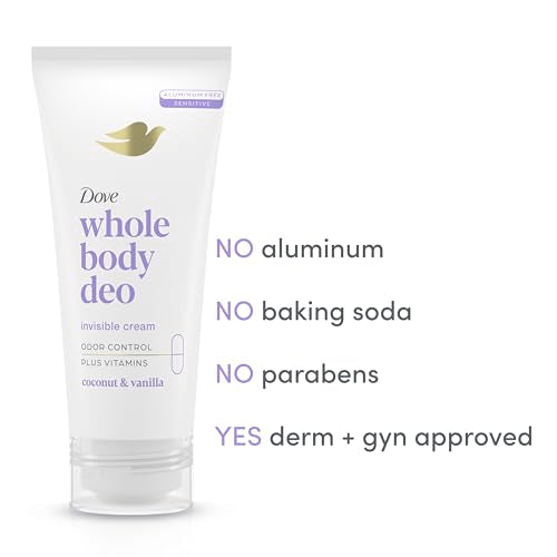 Dove 72h Full Body Deodorant Cream Coconut Vanilla 2.5 oz & Deep Moisture Body Wash Dry Skin Pump 30.6 oz