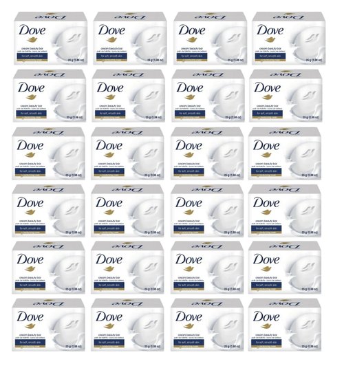 (12) Pack 25 grams Dove Cream Beauty Bar Travel Size Soap .88 oz