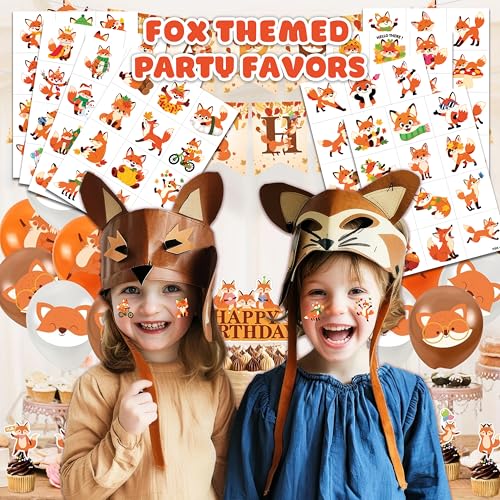 96 PCS Funny Fox Pre-Cut Temporary Tattoos for Kids | Super Cute Themed Birthday Party Favors, Supplies, Decorations, Jungle Animal Fake Tattoo Stickers, School Rewards Prizes & Gifts For Boys & Girls