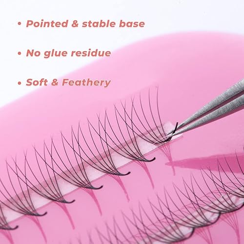500 Eyelash Extension Promade 4D to 16D Not Premade, Ultra Lash Fans 0.03/0.05/0.07mm Thickness, C D Curl Lashes, 8 - 16mm Length for Easy Volume Individual Eyelash Extensions Clusters DIY(6D-0.07-C (8mm))
