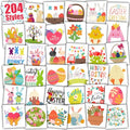 Partywind 204 PCS Easter Kids Tattoos for Basket Essentials, Individually Wrapped Cut Easter Fake Tattoos for Boys Girls Basket Stuffers, Easter Spring Egg Hunt Party Games Prizes Accessories