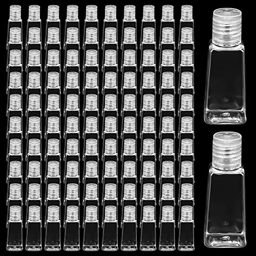 SOUJAP 100 PCS 30ml /1oz Empty Bottles with Flip Caps, Plastic Flip Cap Bottles, Clear Travel Refillable Containers for Water, Lotions, Shower Gel