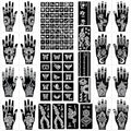 Henna Tattoo Stencils Kit 18 Sheets,Henna stencils for hands Temporary Tattoo Stickers for Women and Girls Face Paint Body Art