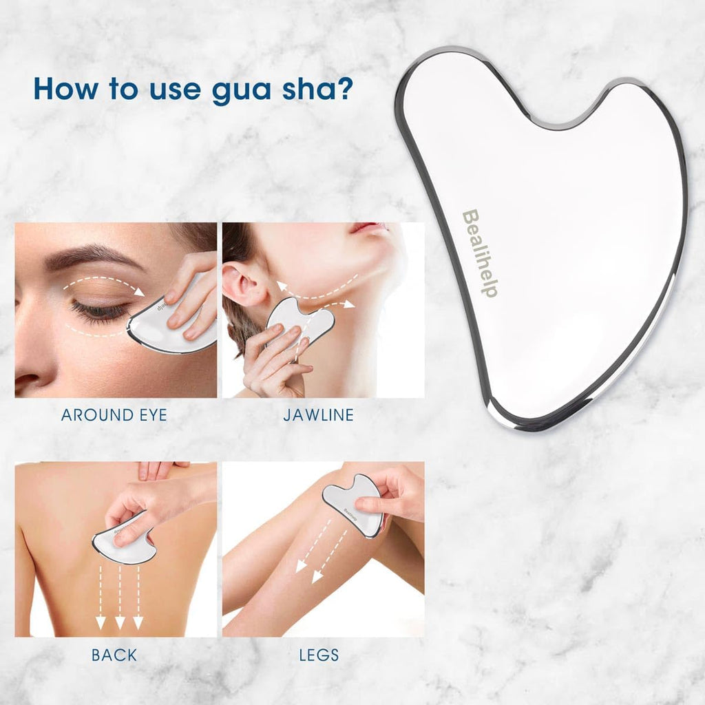 Face Roller & Gua Sha, Stainless Steel Facial Roller and Gua Sha Tool for Face, Skin Care, Anti-Aging, and Lifting