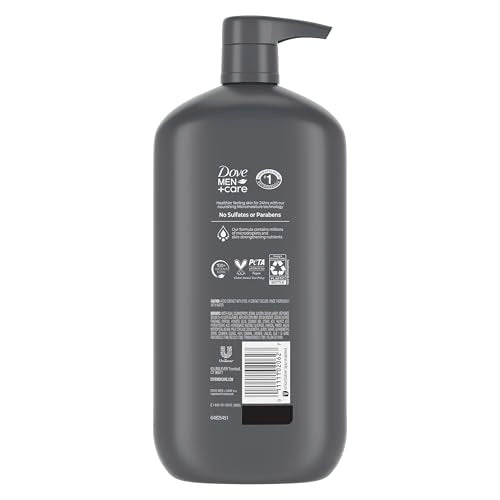 DOVE MEN + CARE Body and Face Scrub Charcoal + Clay Body Wash for Men with 24-Hour Nourishing Micromoisture Technology 30 oz