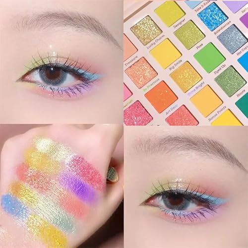 30 Color Rainbow Eyeshadow Palette Highly Pigmented Mattes Glitter Shimmers Eye Shadow Palettes Blendable Long Lasting Waterproof Colorful Professional Makeup Palette Gift Set