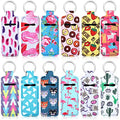 Frienda 12 Pieces Lipstick Holder Keychain - Neoprene Lip Balm Sleeve with Metal Ring, for Travel, Birthday Gifts & Lanyards