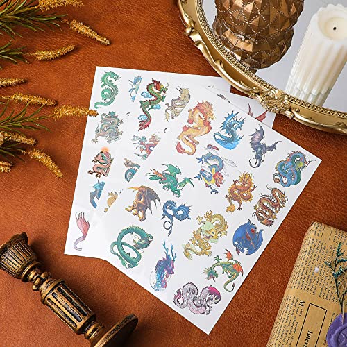 288 Pieces 18 Sheets Dragon Temporary Tattoos Stickers, Dragon Birthday Party Favor Supplies Waterproof Tattoos for Kids Adults Good Party Decor Classroom Prizes Rewards