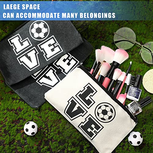 Amylove 20 Pieces Soccer Makeup Bag Gifts Soccer Cosmetic Travel Bag with Words Toiletry Zipper Pouch Portable for Women Football Lover Players Team Accessories