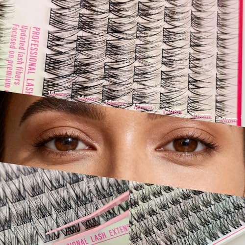 Wispy Fairy Eyelash Clusters Kit, 10-16mm D Curl Fluffy Individual Lashes, DIY Natural Lash Extension 192 PCS, Waterproof Cluster Eyelashes (Natural)