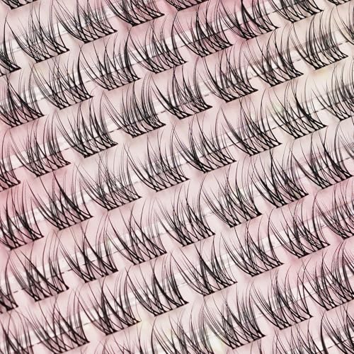 Wispy Lash Clusters 140 Pcs 10mm Short Eyelash Clusters C Curl Cluster Eyelash Extensions Natural Wispy Cluster Lashes Reusable Individual Invisible Band Lash clusters (QX-10mm)