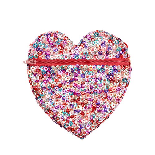 SHU-SHI Girls Toddler Sequin Purse Heart Shaped Small Bag Crossbody Long Strap