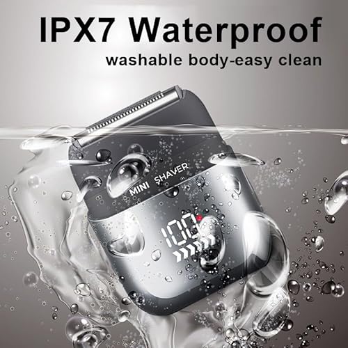 Electric Mini Foil Shaver for Men,Mini Razor with LED Display,IPX7 Waterproof Compact Face Shave for Travel,3-Blade Folating Head Close & Precision Shave,Wet/Dry Use, USB C Charge