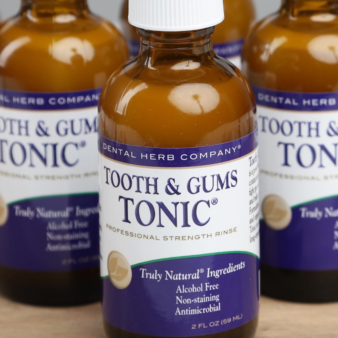Tooth & Gums Tonic Mouthwash Travel Size (2 oz) - Natural Essential Oil Formula for Bad Breath & Gum Health