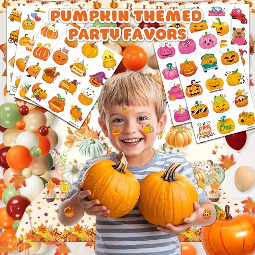 96 PCS Happy Thanksgiving Fall Autumn Pre-Cut Temporary Tattoos for Kids | Super Cute Themed Birthday Party Favors, Supplies, Decorations, Fake Tattoo Stickers, School Rewards Gifts Boys Girls
