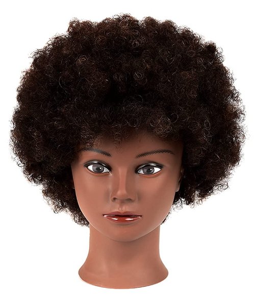 Morris Mannequin Head With 100% Human Hair Curly Hair Training Head Manikin Head Cosmetology Doll Head for Hairdresser Girls Practice Styling Braiding with Clamp Stand (SY)