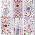 6 Sheets Eye Face Body Gems Jewels Rhinestone Temporary Tattoo Nail Art Stickers, Self Adhesive Crystal Rainbow Makeup Mobile PC Diamonds Face Stick Gems for Party Body Rhinestone