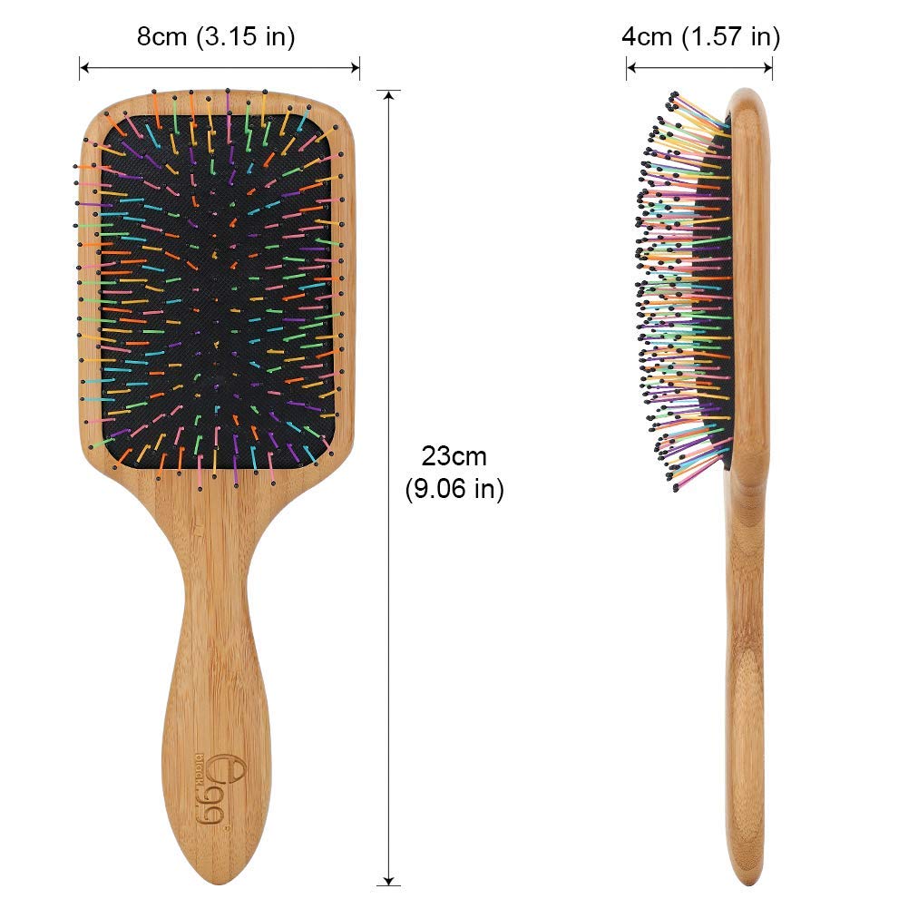 BLACK EGG Boar Bristle Hair Brush for Women Men Kid, Soft Natural Bristles Brush for Thin and Fine Hair, Restore Shine and Texture, Set includes Bamboo comb and 3 hair ties