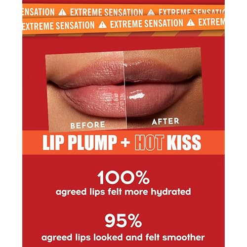 High Pigment Plumping Lip Gloss with Spicy Ginger, Vegan Lip Makeup, Hydrating Plumping Booster Moisturizing Volumizing Lip Gloss