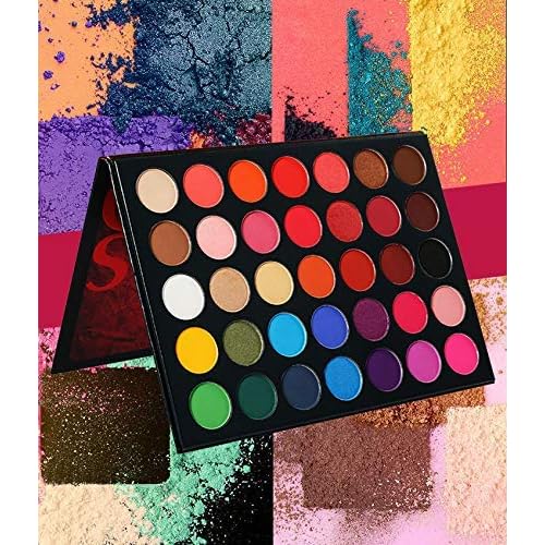 BestLand 35 Color Studio Eyeshadow Palette for Halloween Makeup, Pop Makeup Inner Artist Matte Shimmer Luminous Velvet Texture Pressed Colors Powder Creamy Eye Shadow Blendable Natural Makeup Palette