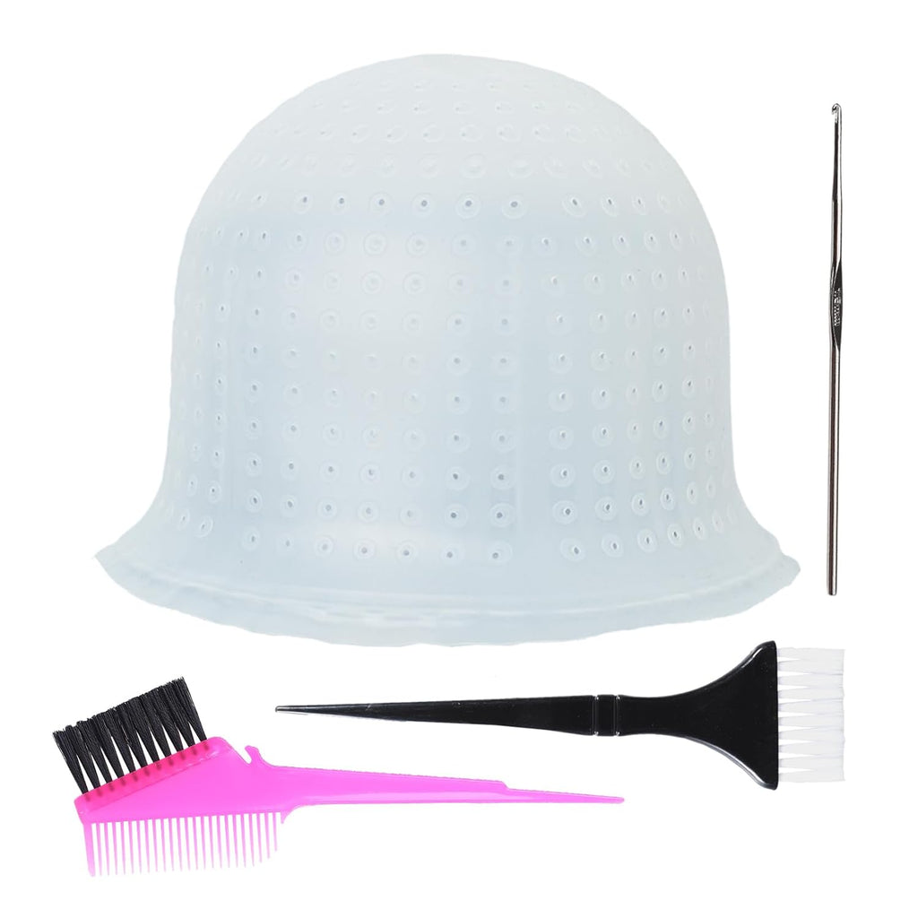 Professional Silicone Highlighting Cap Set with Hook - Reusable Pre-Punched Hair Color Tools for Salon Use