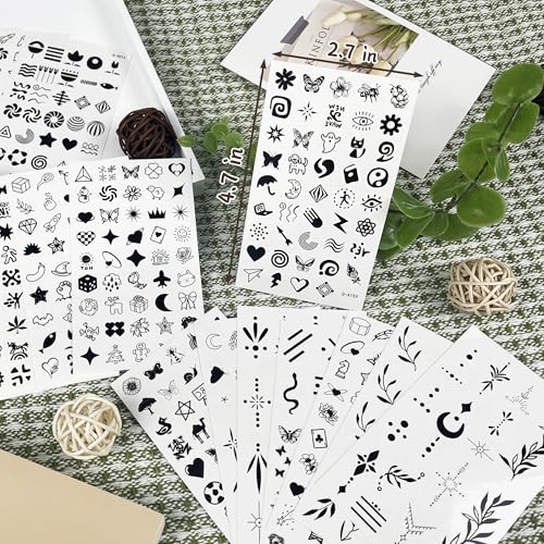 630 PCS Small Finger Temporary Tattoo Adult Realistic Tiny Fake Tattoos For Women Bulk Mini Cute Black Long Lasting Temp Tattoos Stickers For Hand