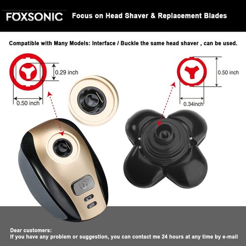 FOXSONIC 3 Pcs 5 Blades Universal Shaver Heads for Freebird FREEDOM FREEBIRD and Other Brands Head Shaver