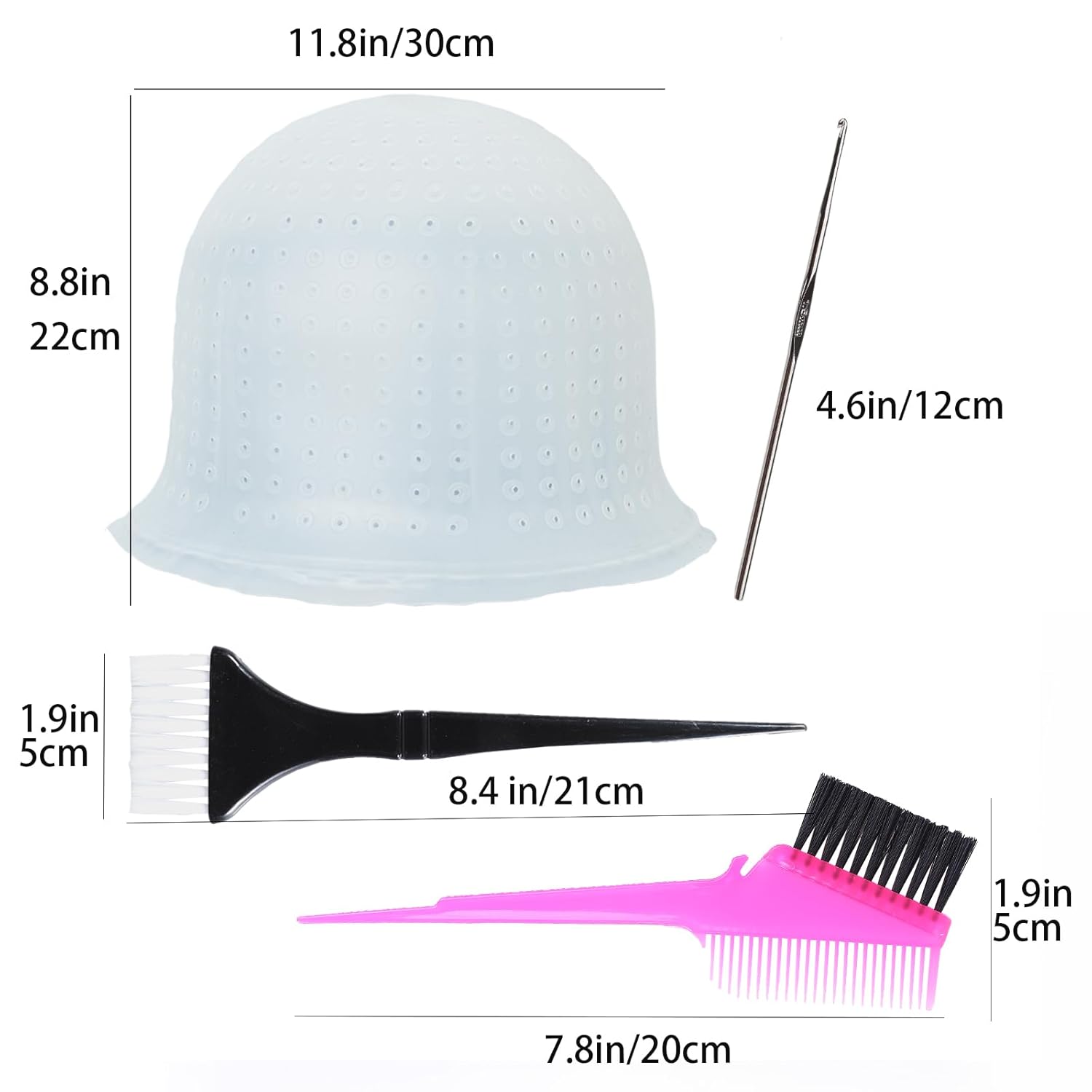 Professional Silicone Highlighting Cap Set with Hook - Reusable Pre-Punched Hair Color Tools for Salon Use
