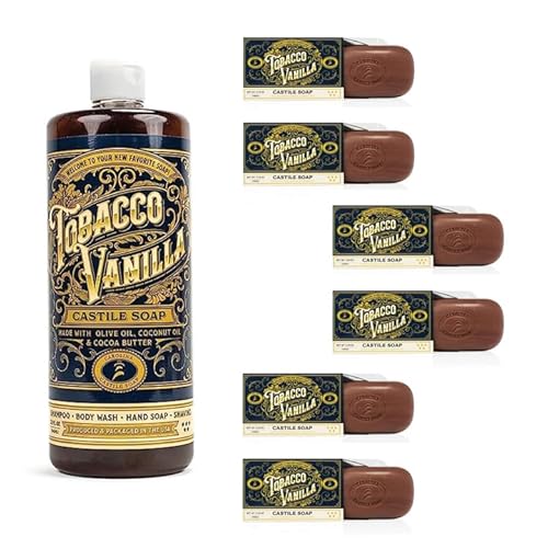 Castile Soap Liquid & Body Wash Castile Soap Bar for Sensitive Skin Natural Soap for Men w/Olive Oil, Cocoa Butter & Coconut Oil ? Vegan Mens Body Soap & Mens Shampoo