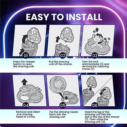 HQ8 Replacement Heads Compatible with Philips Norelco Aquatec Shaver, HQ8 Blades Fits for Philips Norelco Razor PT720 AT880 AT810, 9-pc Pack