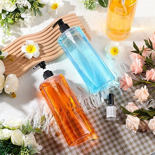 meekoo 10 Pcs Empty Shampoo Bottles with Pumps 32 oz / 1 Liter Bulk Refillable Plastic Dispenser Shampoo and Conditioner Bottles with Black Caps Leakproof for Lotion Massage Oil Body Wash