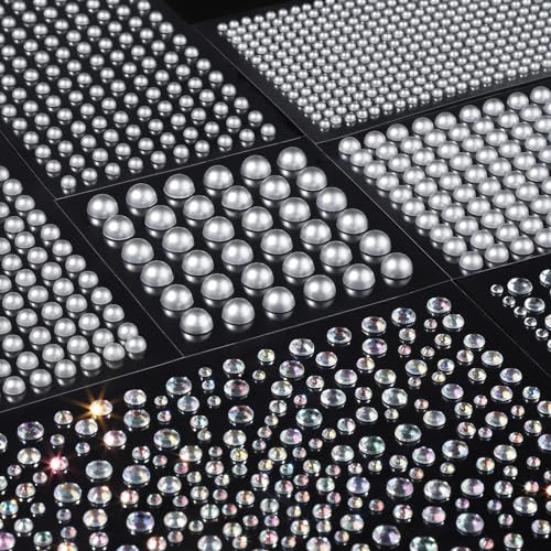 Teenitor 2582Pcs Silver Hair Jewels and Hair Gems Silver Face Gems Face Jewels Self Adhesive Hair Gems for Face, Hair, Makeup, Body 3/4/5/6/8MM