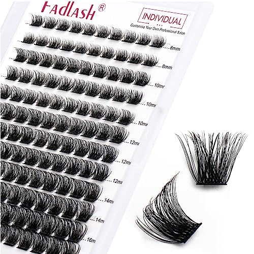 Lash Clusters DIY Eyelash Extensions 144 Clusters Lashes D Curl 0.07 Natural Individual Lash Extensions Mixed Tray False Eyelashes Soft & Strong Thin Band DIY at Home (F32-0.07D, 8-16mm)