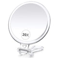 B Beauty Planet 20X Magnifying Home Mirror, Round 5'' Handle for Travel, Double-Sided 1X/20X, Foldable Makeup Mirror, Tabletop Mount