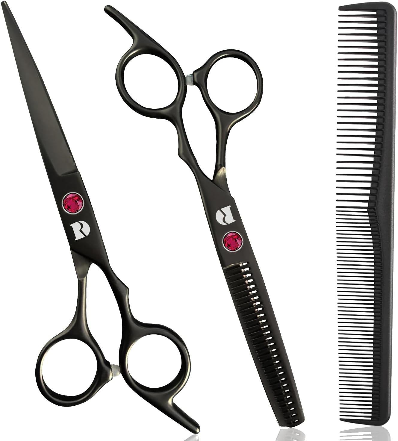 Professional 6-Inch Hair Cutting Shears Set - Barber Scissors & Thinning Shears Kit for Men, Women & Kids (Rainbow Finish)